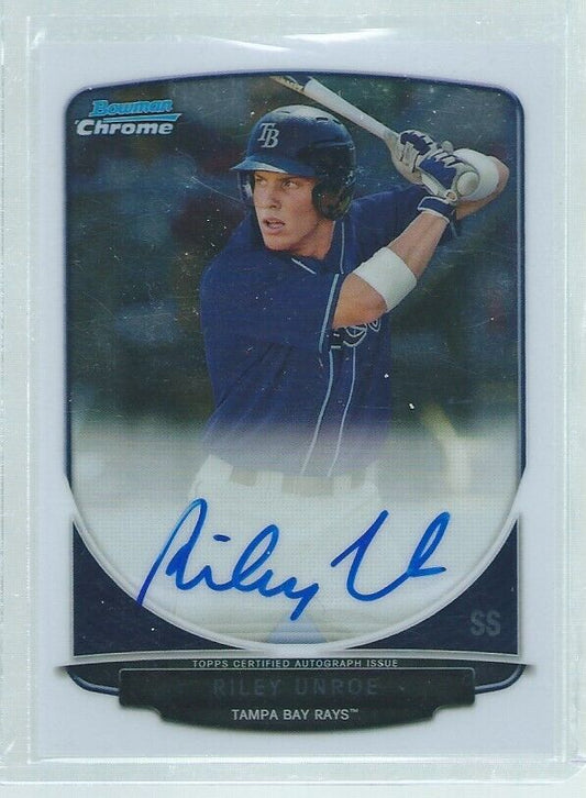 RILEY UNROE 2013 TOPPS BOWMAN CHROME ON CARD AUTO PROSPECT