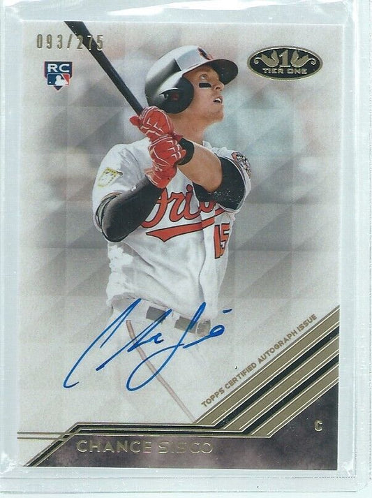CHANCE SISCO 2018 TOPPS TIER ONE ON CARD AUTO ROOKIE RC #D /275