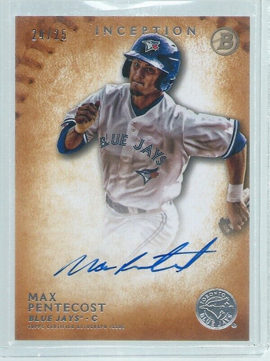 MAX PENTECOST 2015 BOWMAN INCEPTION ORANGE ON CARD AUTO PROSPECT #D 24/25