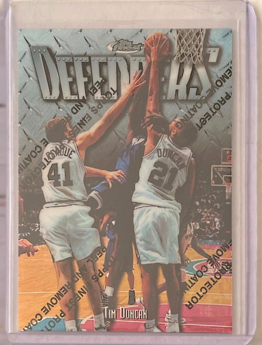 TIM DUNCAN 1997-98 TOPPS FINEST DEFENDERS WITH COATING ROOKIE RC #306