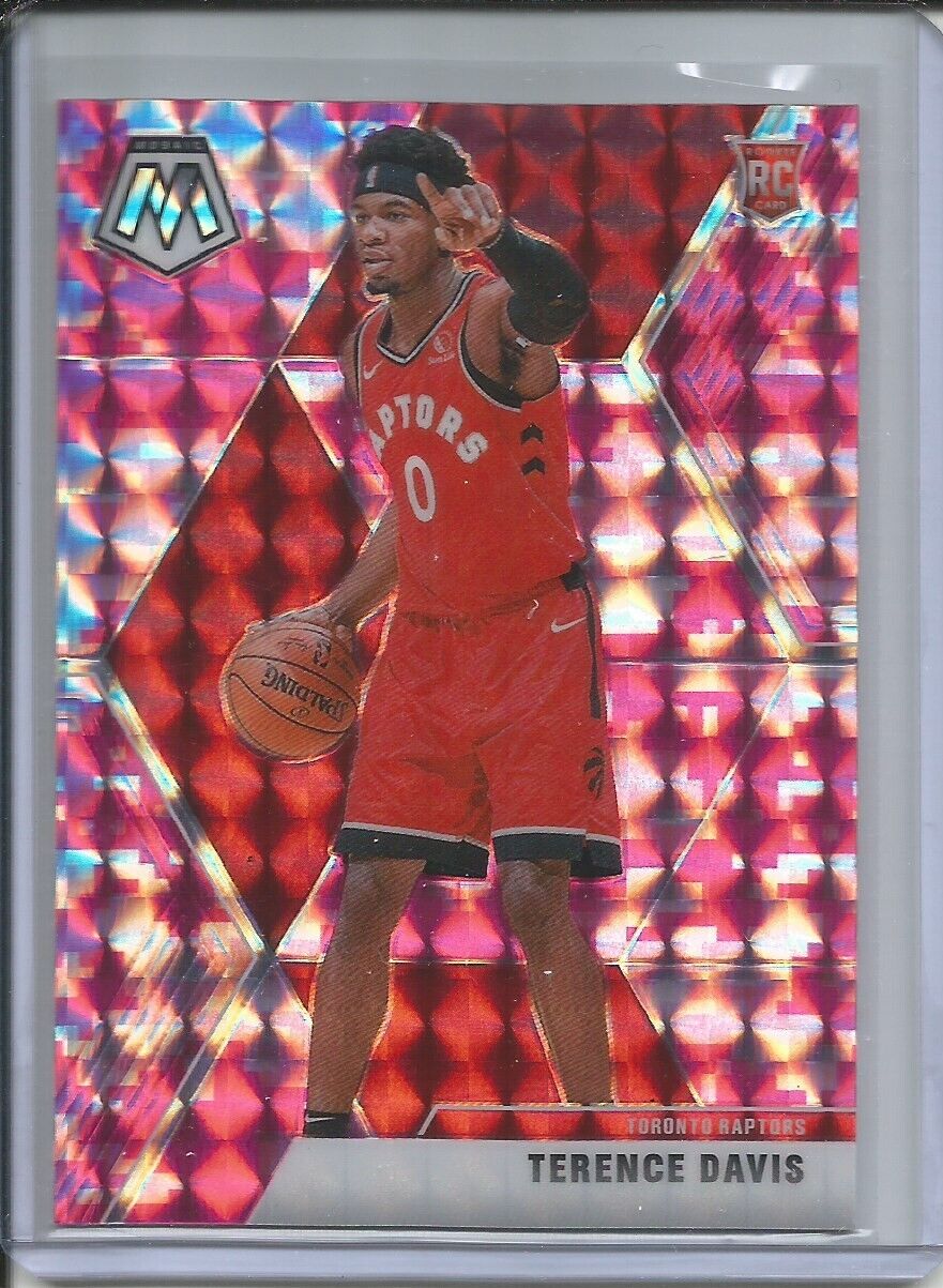 TERENCE DAVIS 2019-20 PANINI MOSAIC CAMO PINK PRIZM ROOKIE RC RAPTORS #226