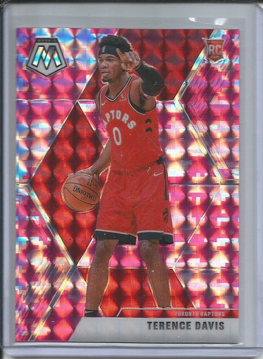 TERENCE DAVIS 2019-20 PANINI MOSAIC CAMO PINK PRIZM ROOKIE RC RAPTORS #226