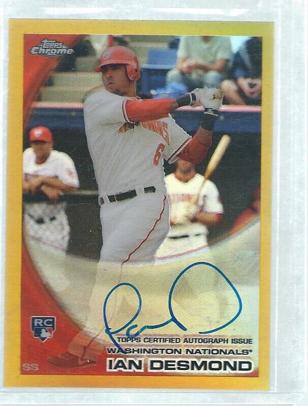 IAN DESMOND 2010 TOPPS CHROME ON CARD AUTO GOLD REFRACTOR ROOKIE RC #D 41/50