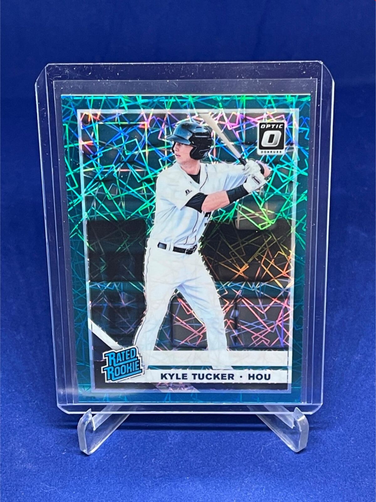 KYLE TUCKER 2019 PANINI DONRUSS OPTIC RATED ROOKIE TEAL VELOCITY HOLO RC #D 7/35
