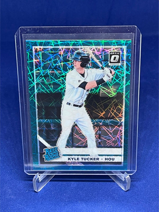 KYLE TUCKER 2019 PANINI DONRUSS OPTIC RATED ROOKIE TEAL VELOCITY HOLO RC #D 7/35