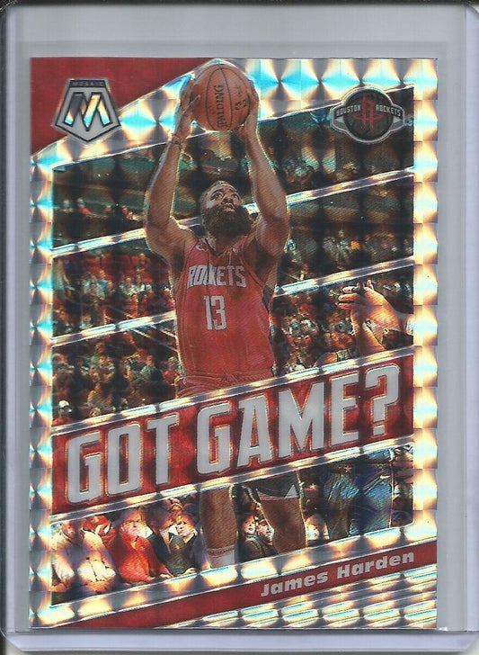 JAMES HARDEN 2019-20 PANINI MOSAIC GOT GAME SILVER WAVE PRIZM ROCKETS #23