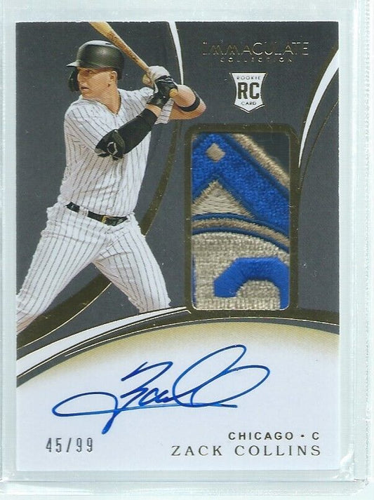 ZACK COLLINS 2020 IMMACULATE 4 COLOR LOGO PATCH ON CARD AUTO ROOKIE RC #D 45/99