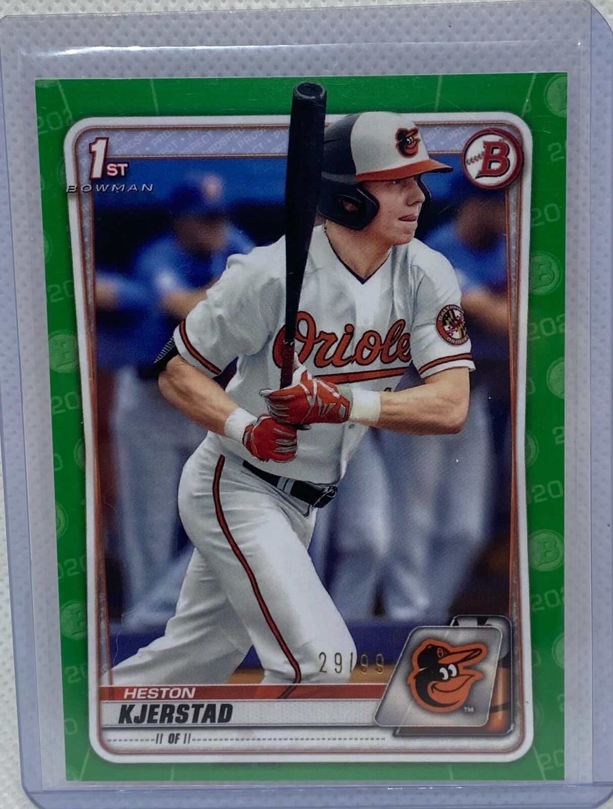 HESTON KJERSTAD 2020 TOPPS BOWMAN 1ST PROSPECT GREEN #D 29/99