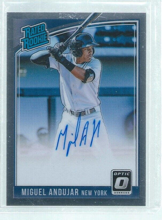MIGUEL ANDUJAR 2018 DONRUSS OPTIC RATED ROOKIE ON CARD AUTO RC