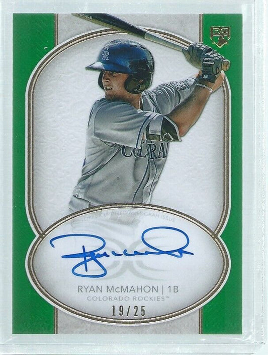 RYAN MCMAHON 2018 TOPPS DEFINITIVE ON CARD AUTO GREEN ROOKIE RC #D 19/25