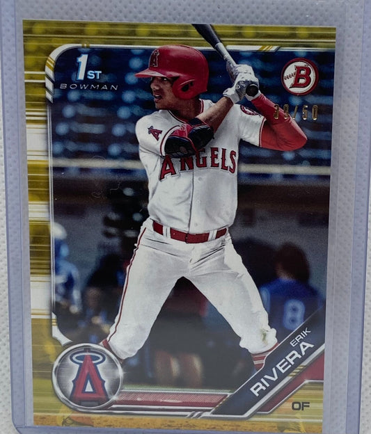 ERIK RIVERA 2019 TOPPS BOWMAN 1ST PROSPECT GOLD #D 39/50