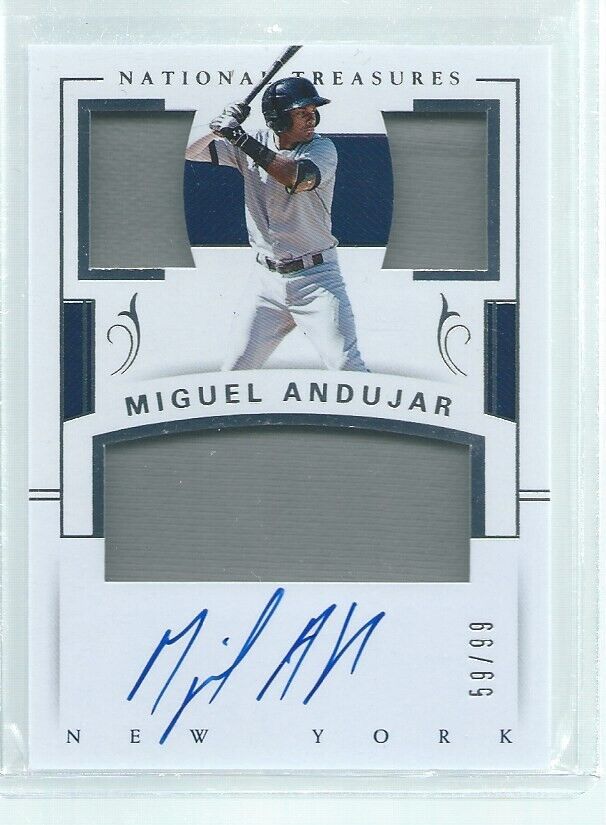 MIGUEL ANDUJAR 2018 NATIONAL TREASURES TRIPLE JERSEY ON CARD AUTO RC #D 56/99
