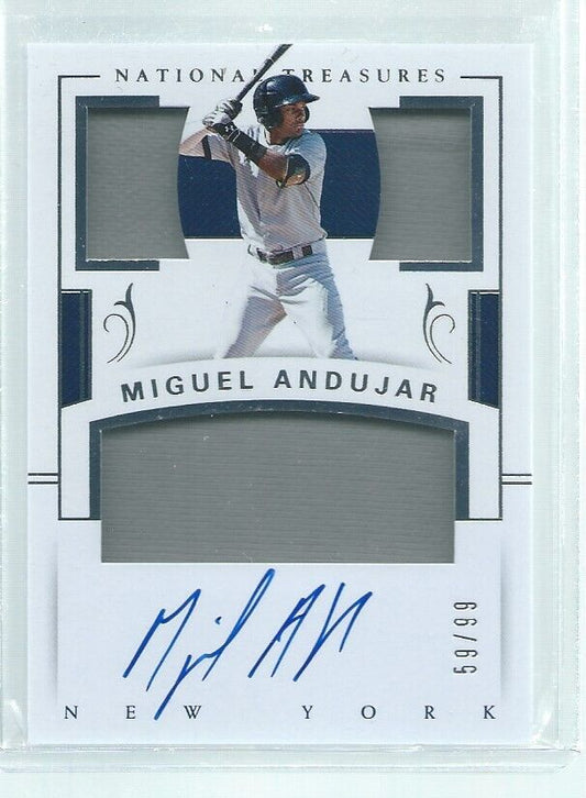 MIGUEL ANDUJAR 2018 NATIONAL TREASURES TRIPLE JERSEY ON CARD AUTO RC #D 56/99