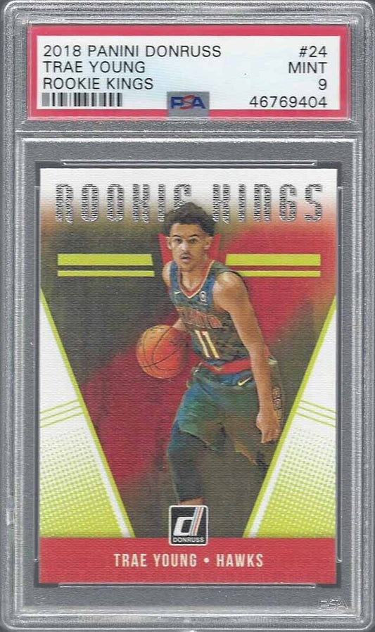 TRAE YOUNG 2018-19 PANINI DONRUSS ROOKIE KINGS RC #24 PSA 9 MINT