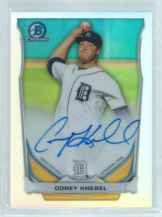 COREY KNEBEL 2014 BOWMAN CHROME ON CARD AUTO PROSPECT REFRACTOR #D 153/500