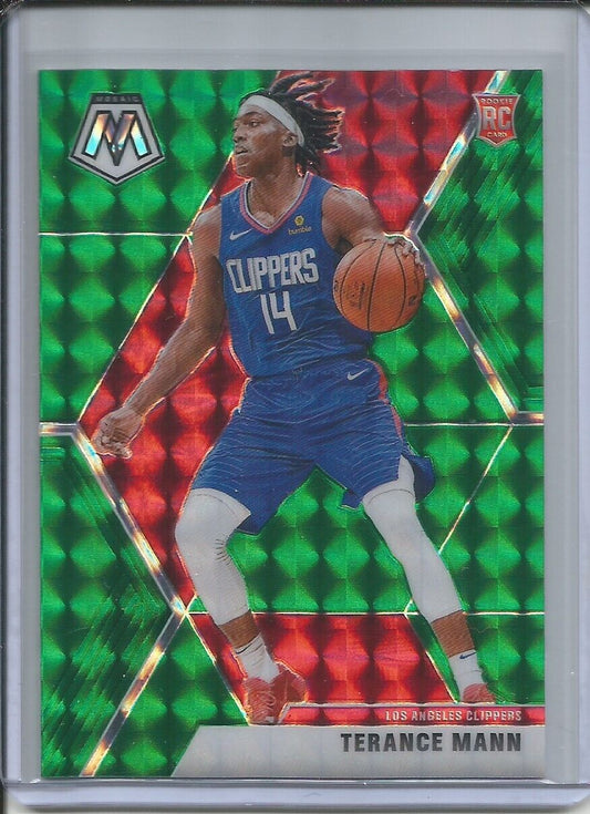 TERANCE MANN 2019-20 PANINI MOSAIC GREEN PRIZM ROOKIE RC CLIPPERS #246