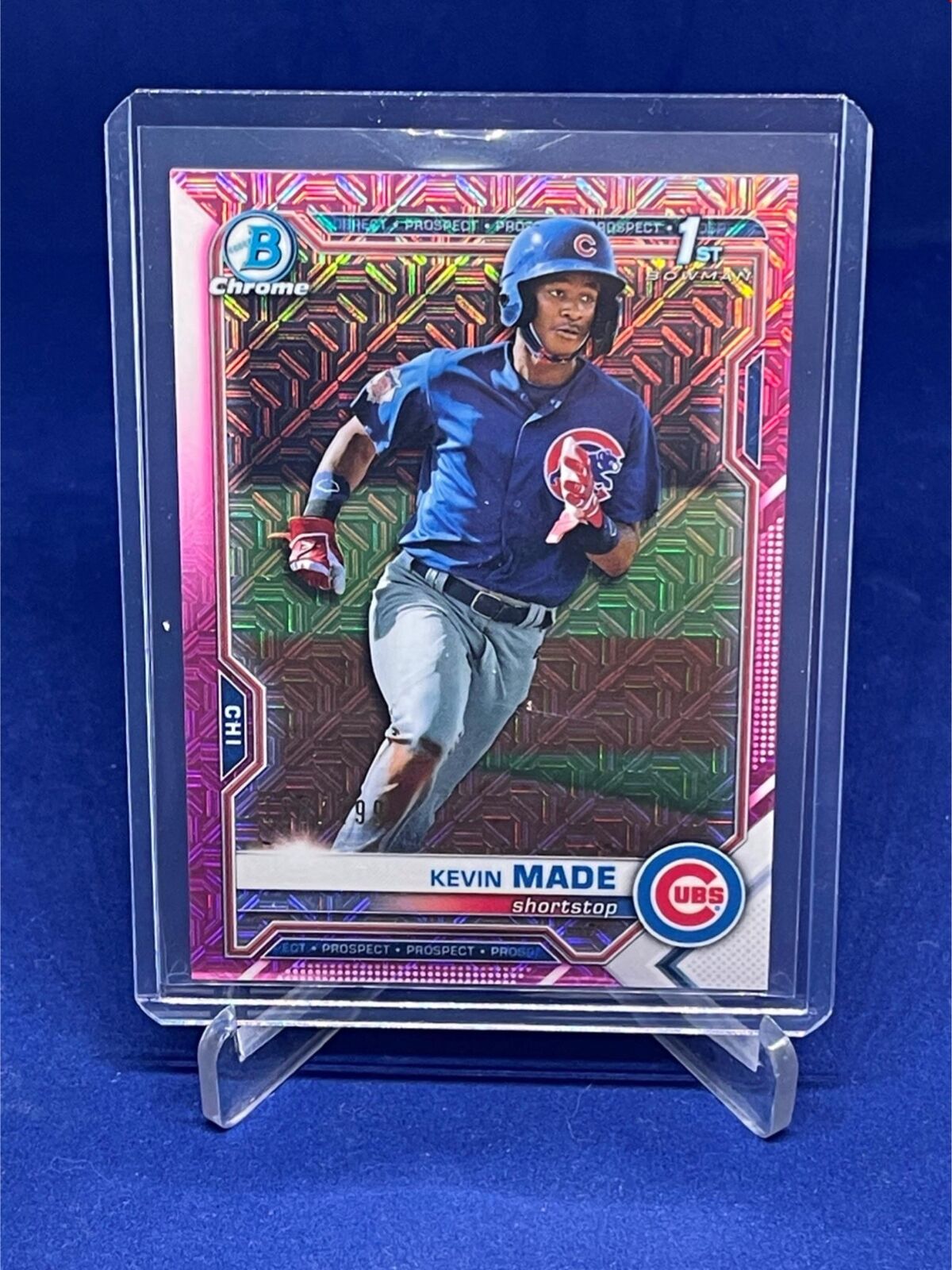 KEVIN MADE 2021 TOPPS BOWMAN CHROME 1ST PINK MEGA BOX REFRACTOR #D 100/199