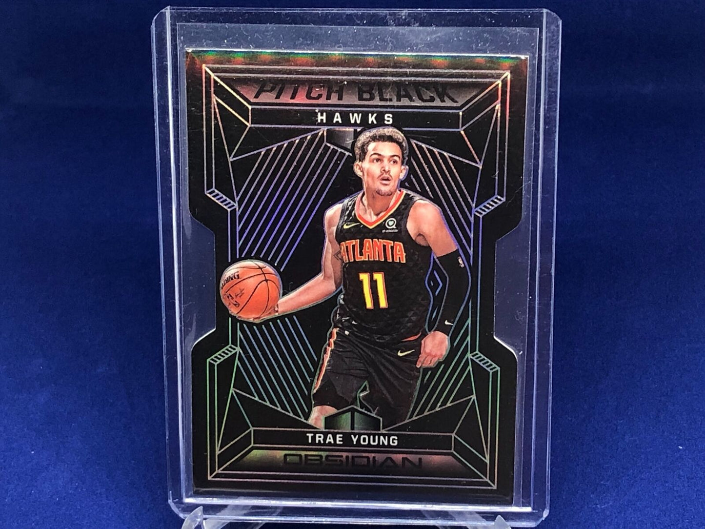 TRAE YOUNG 2019-20 PANINI OBSIDIAN PITCH BLACK DIE CUT #D 63/99