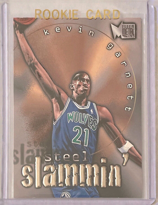 KEVIN GARNETT 1996-97 FLEER METAL STEEL SLAMMIN ROOKIE RC #4