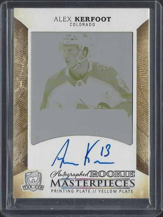 ALEX KERFOOT 2017-18 THE CUP MASTERPIECES YELLOW PRINTING PLATE AUTO RC #D 1/1