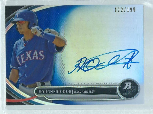 ROUGNED ODOR 2013 BOWMAN PLATINUM ON CARD AUTO PROSPECT BLUE REFRACTOR #D /199
