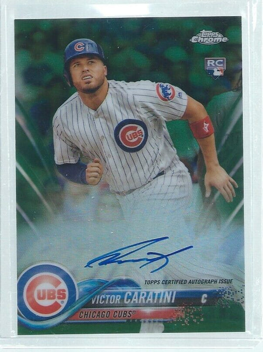 VICTOR CARATINI 2018 TOPPS CHROME ON CARD AUTO REFRACTOR GREEN RC #D 74/99