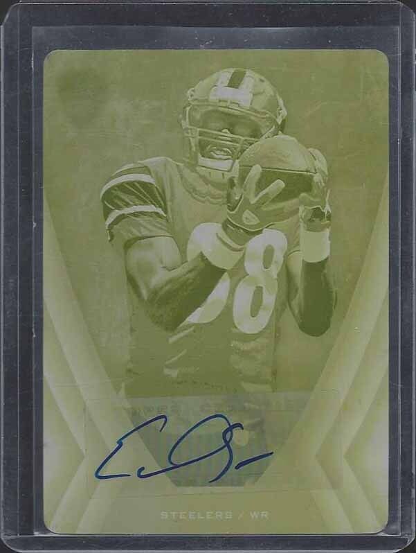 EMMANUEL SANDERS 2010 TOPPS SUPREME YELLOW PRINTING PLATE ROOKIE AUTO RC #D 1/1