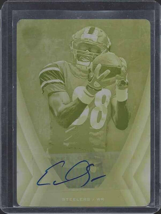 EMMANUEL SANDERS 2010 TOPPS SUPREME YELLOW PRINTING PLATE ROOKIE AUTO RC #D 1/1