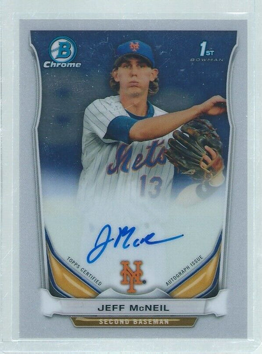 JEFF MCNEIL 2014 BOWMAN CHROME 1ST ON CARD AUTO PROSPECT