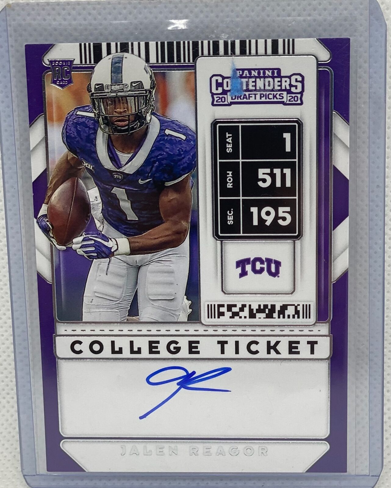 JALEN REAGOR 2020 CONTENDERS DRAFT PICKS COLLEGE TICKET ON CARD AUTO RC #113