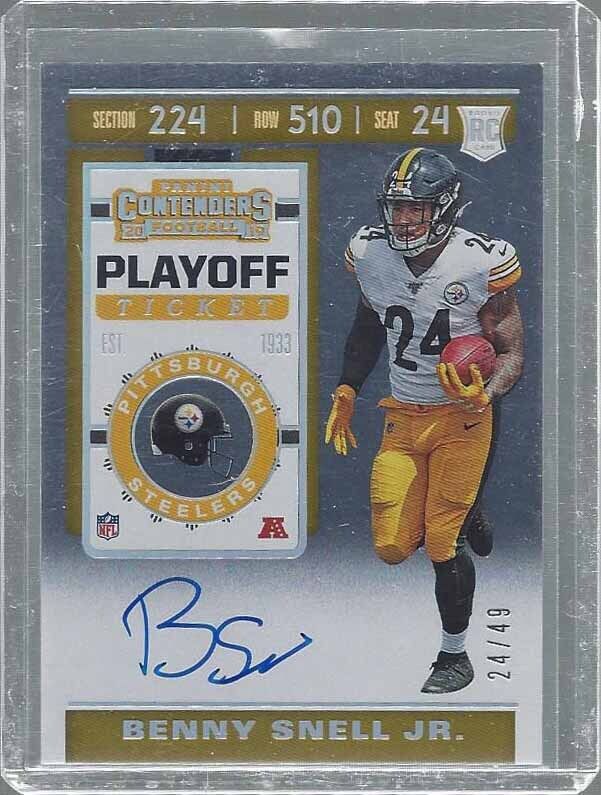 1/1 BENNY SNELL 2019 CONTENDERS PLAYOFF TICKET ON CARD AUTO RC #D 24/49 JSY #24