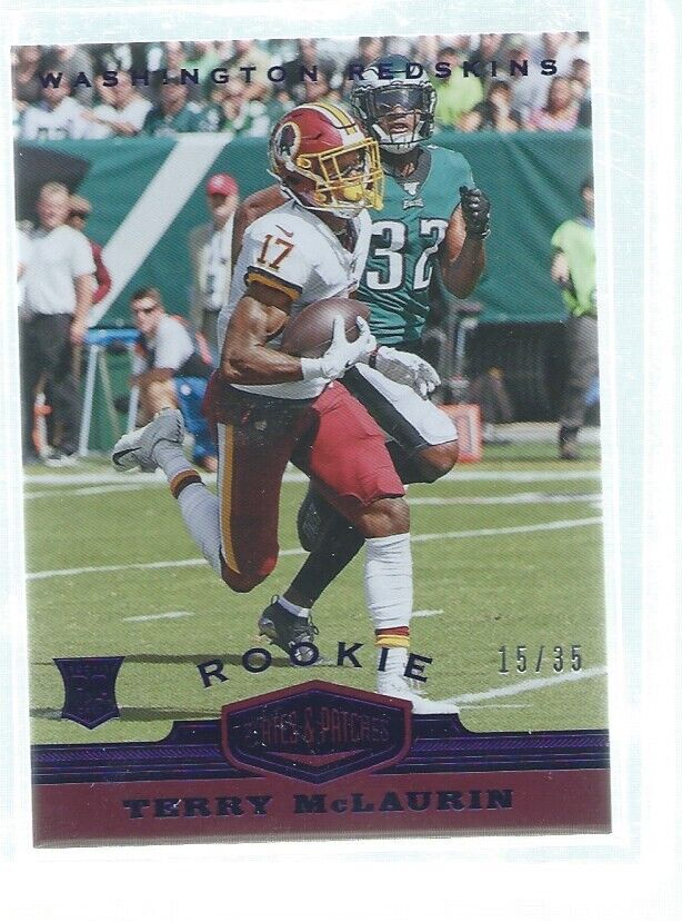 TERRY MCLAURIN 2019 PANINI PLATES & PATCHES ROOKIE PURPLE RC #D 15/35