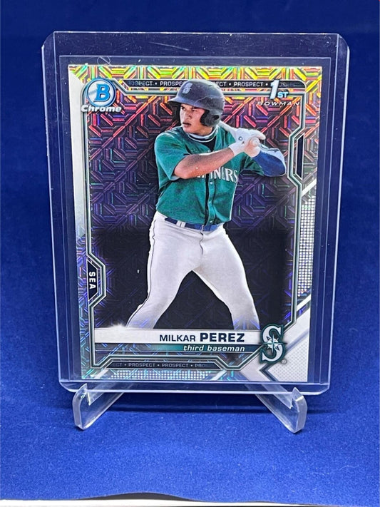 MILKAR PEREZ 2021 TOPPS BOWMAN CHROME 1ST BOWMAN MEGA BOX REFRACTOR # 215