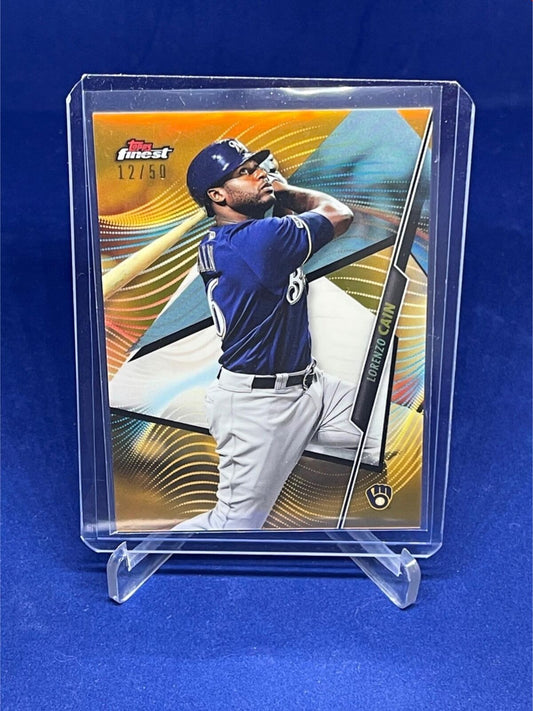LORENZO CAIN 2020 TOPPS FINEST GOLD REFRACTOR #D 12/50