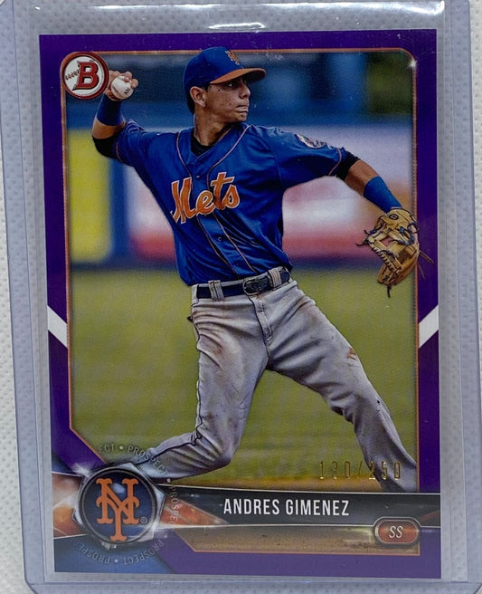 ANDRES GIMENEZ 2018 TOPPS BOWMAN PROSPECT PURPLE #D 130/250