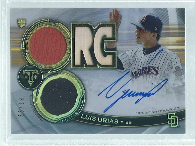 LUIS URIAS 2019 TOPPS TRIPLE THREADS JERSEY ON CARD AUTO ROOKIE RC #D 87/99