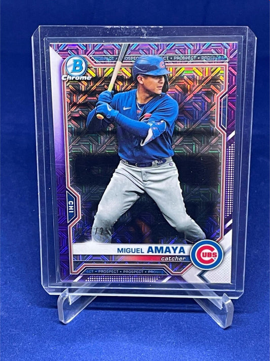 MIGUEL AMAYA 2021 TOPPS BOWMAN CHROME PURPLE MEGA BOX REFRACTOR #D 27/250