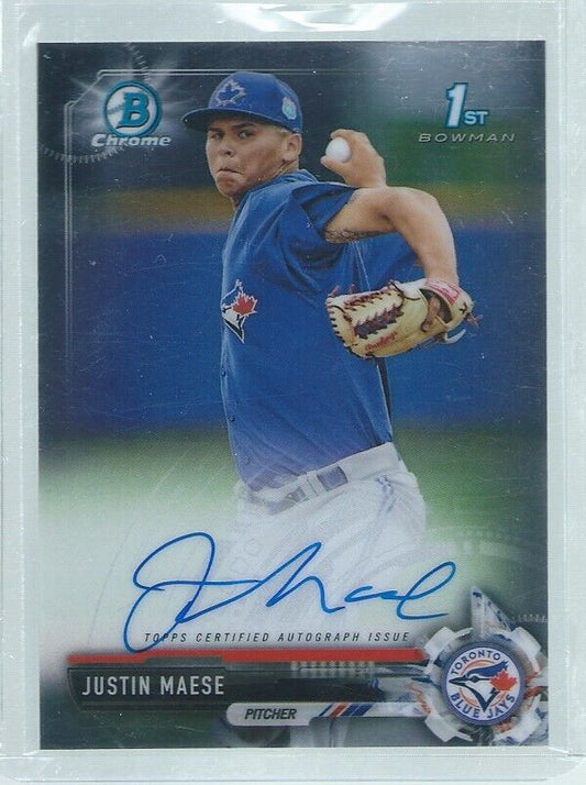 JUSTIN MAESE 2017 BOWMAN CHROME 1ST ON CARD AUTO PROSPECT