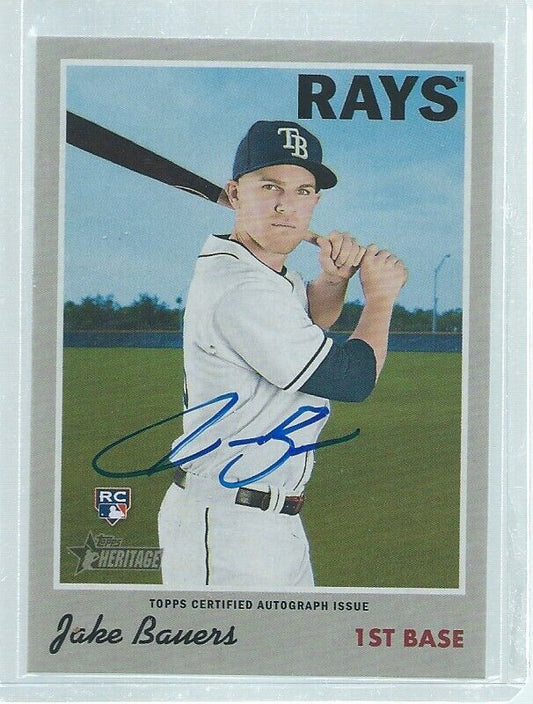 JAKE BAUERS 2019 TOPPS HERITAGE REAL ONE ON CARD AUTO ROOKIE RC