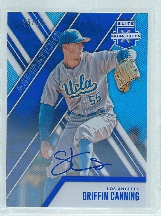 GRIFFIN CANNING 2017 ELITE EXTRA ON CARD AUTO PROSPECT BLUE #D 35/50