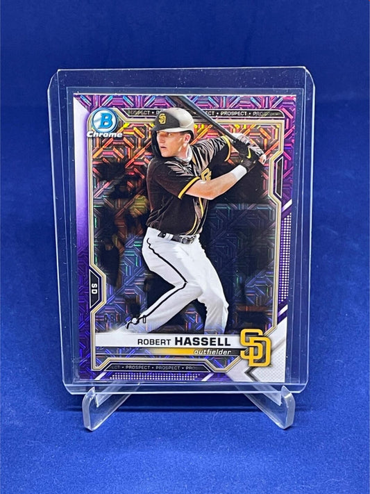 ROBERT HASSELL 2021 TOPPS BOWMAN CHROME PURPLE MEGA BOX REFRACTOR #D 99/250