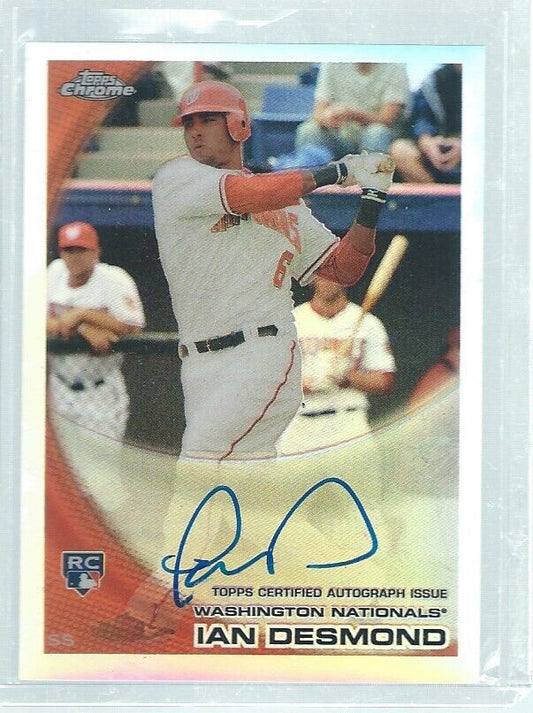 IAN DESMOND 2010 BOWMAN CHROME ON CARD AUTO REFRACTOR #D 433/499