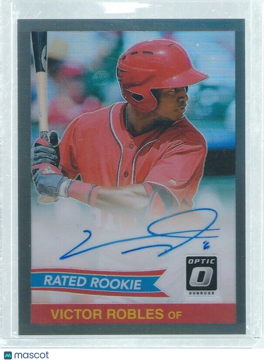 VICTOR ROBLES 2018 DONRUSS OPTIC BLACK HOLO ON CARD AUTO ROOKIE RC #D 2/25