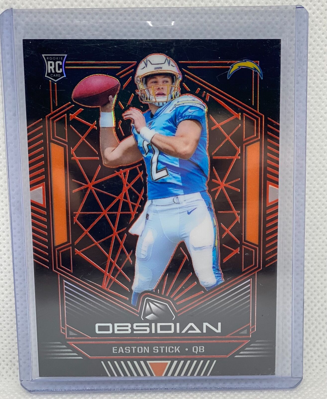 EASTON STICK 2019 PANINI OBSIDIAN ELECTRIC ETCH ORANGE PRIZM ROOKIE RC #D 14/50