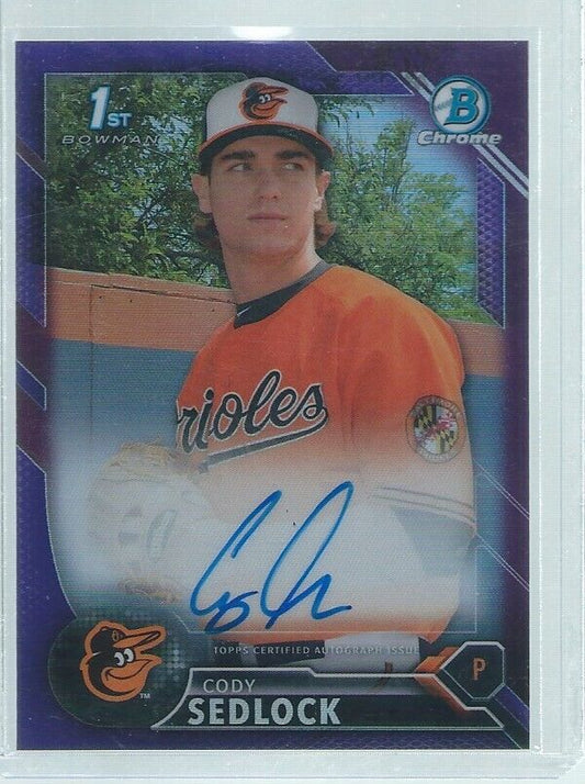 CODY SEDLOCK 2016 BOWMAN CHROME ON CARD AUTO PROSPECT PURPLE REFRACTOR #D 66/250