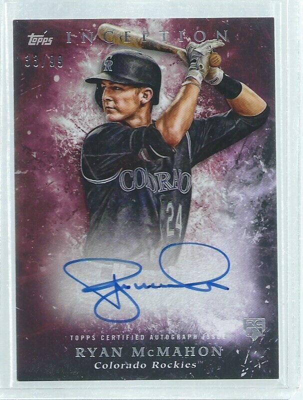 RYAN MCMAHON 2018 TOPPS INCEPTION PURPLE ON CARD AUTO ROOKIE RC #D 33/99