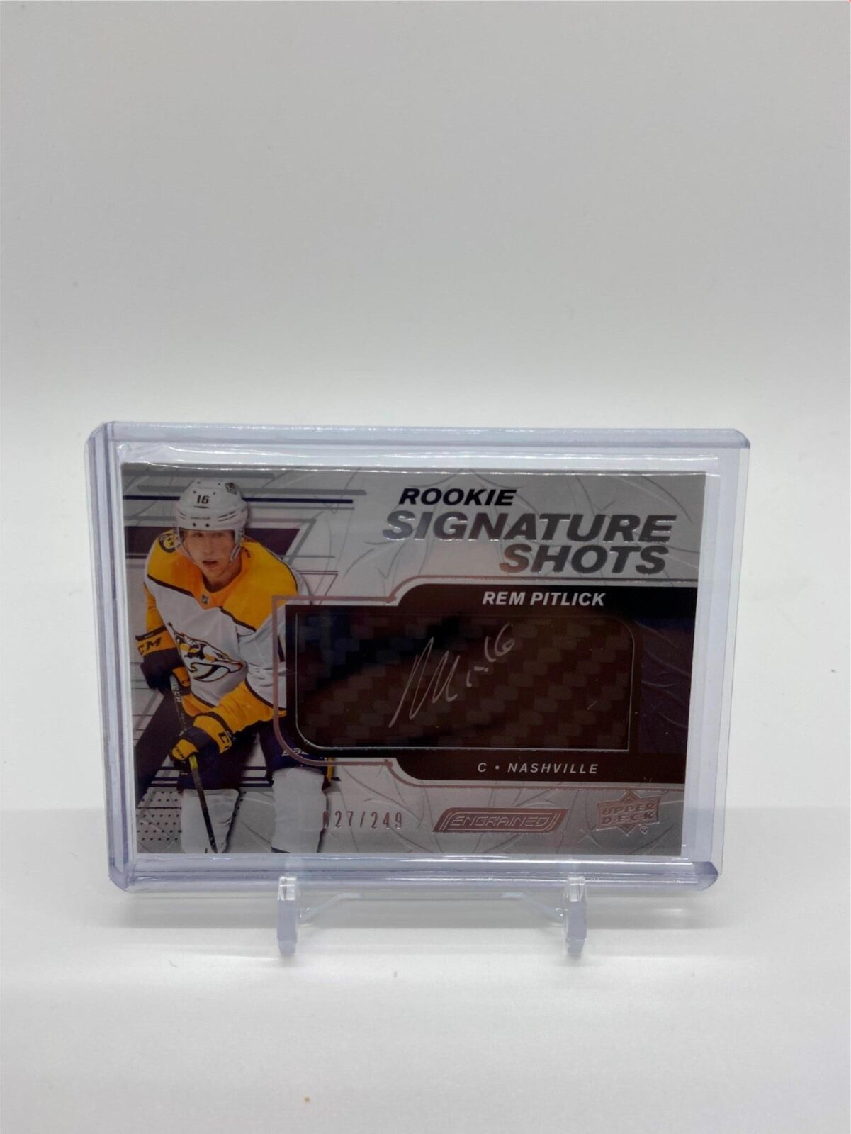 REM PITLICK 2019-20 UD ENGRAINED SIGNATURE SHOTS AUTO ROOKIE RC #D 027/249