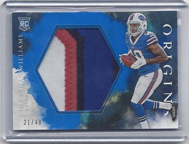 JONATHAN WILLIAMS 2016 ORIGINS BLUE JUMBO 4 COLOR BILLS ROOKIE PATCH RC #D 21/49