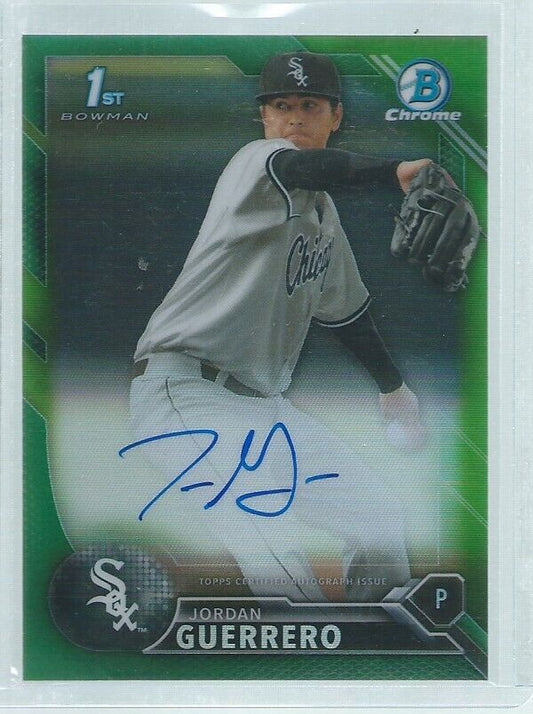 JORDAN GUERRERO 2016 BOWMAN CHROME 1ST ON CARD AUTO PROSPECT GREEN REFRACTOR /99