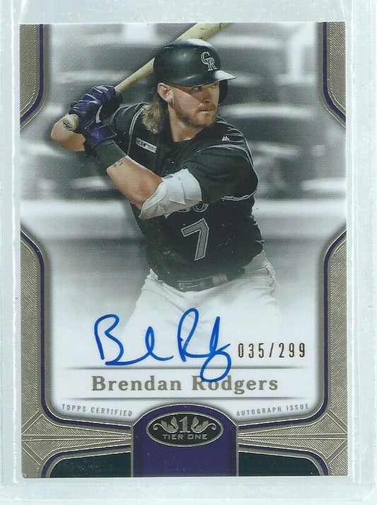 BRENDAN RODGERS 2020 TOPPS TIER ONE ON CARD AUTO ROOKIE RC #D 35/299